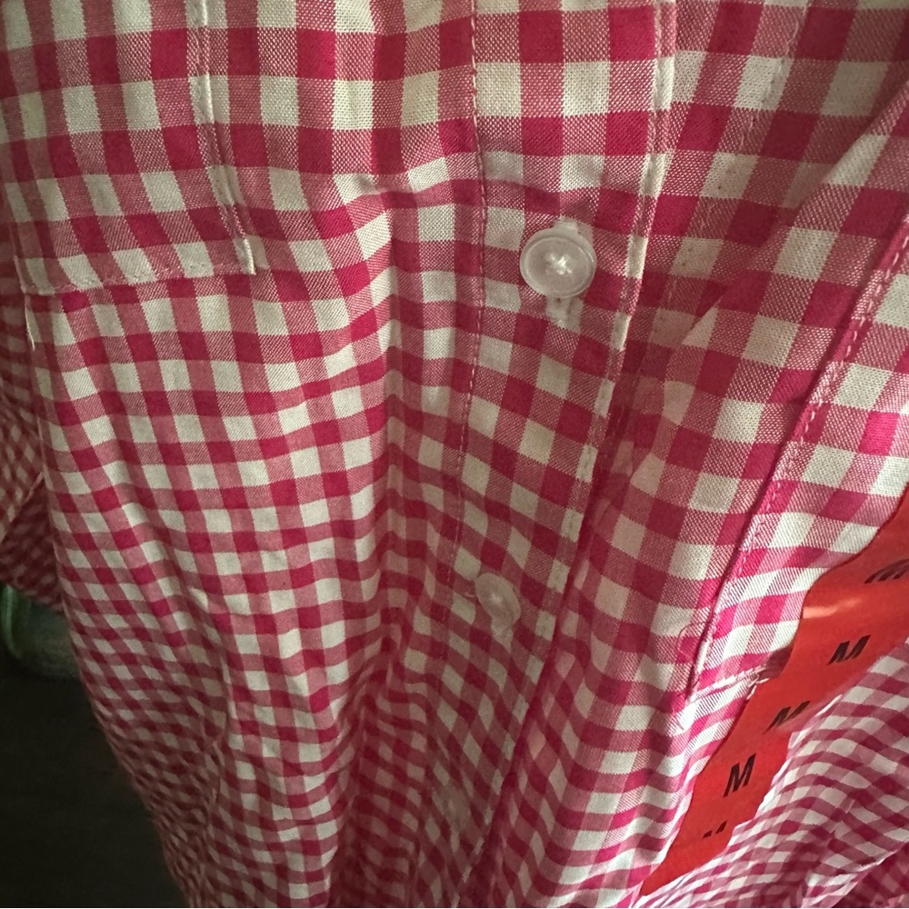 Jones New York || baby pink gingham tie front button down blouse - Picture 3 of 8